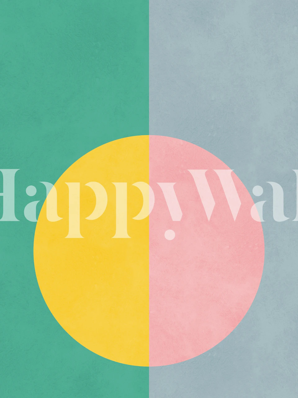 Colorful geometric shapes with green, yellow, and pink wallpaper