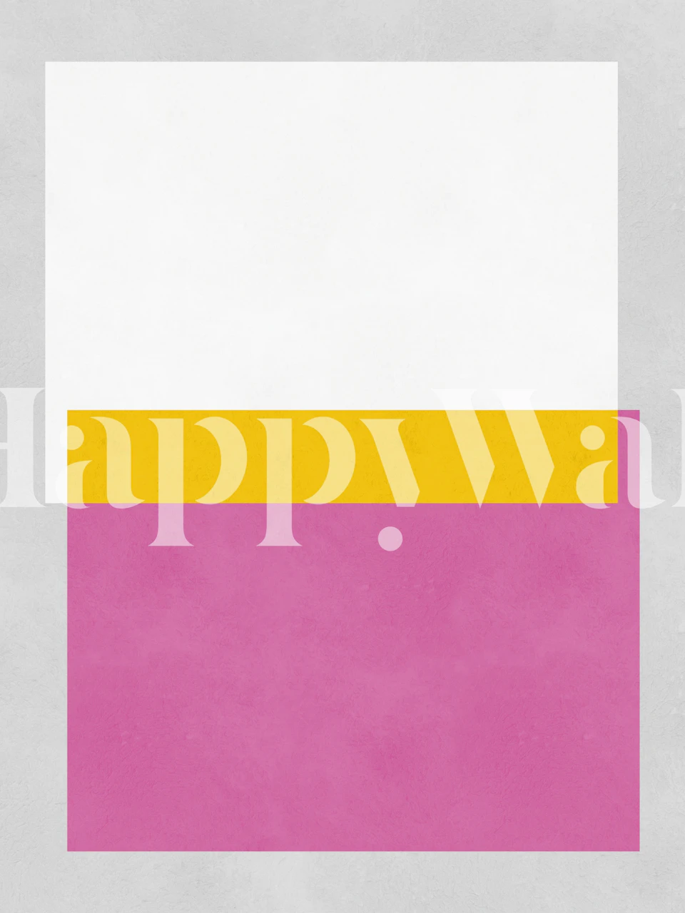 Geometric shapes in pink, yellow, and white on a textured wallpaper