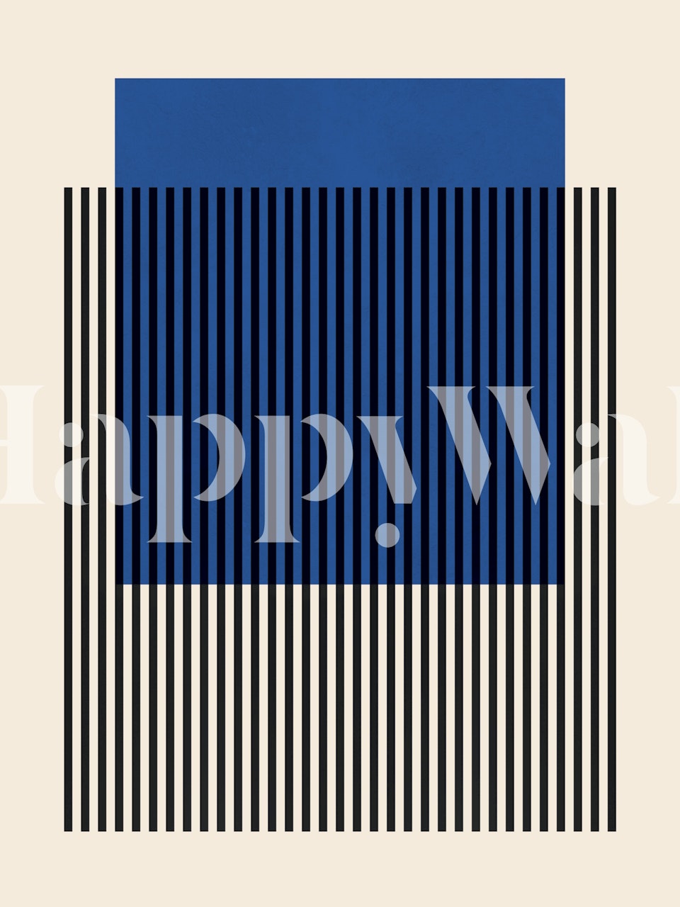 Blue Geometric Stripe Design op een wand
