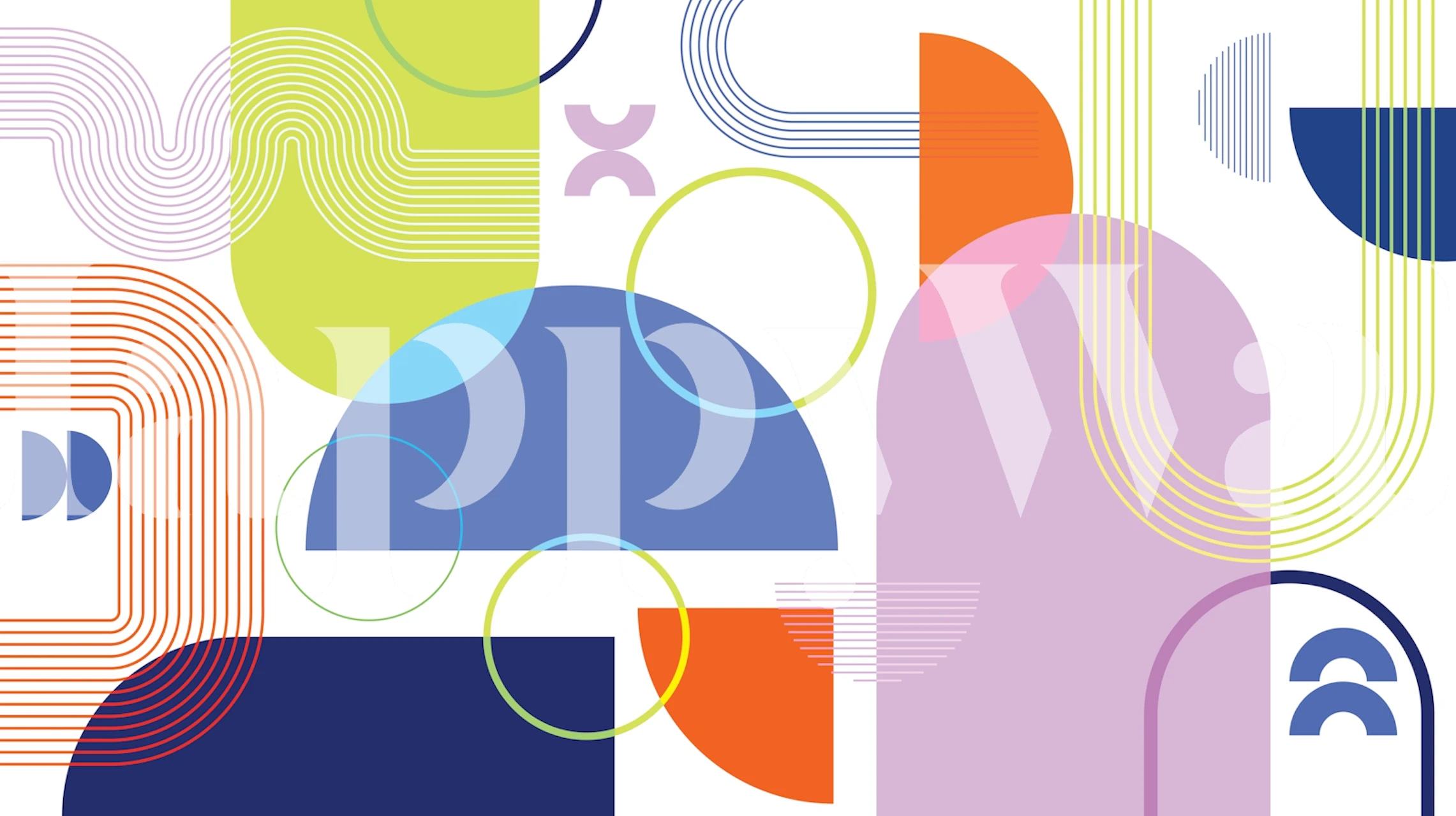 Colorful geometric shapes and abstract lines wallpaper