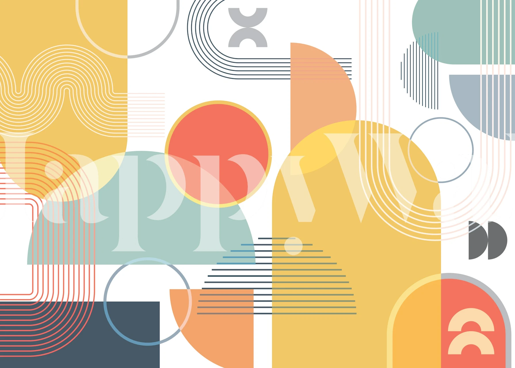 Retro Colour Blocks wallpaper in a room