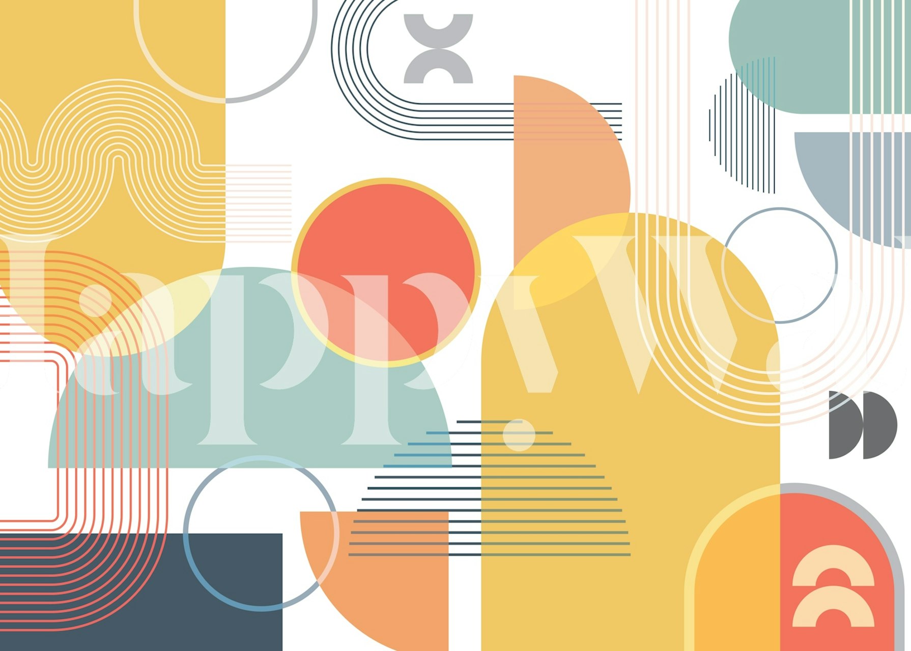 Tapeta Retro Colour Blocks v pokoji