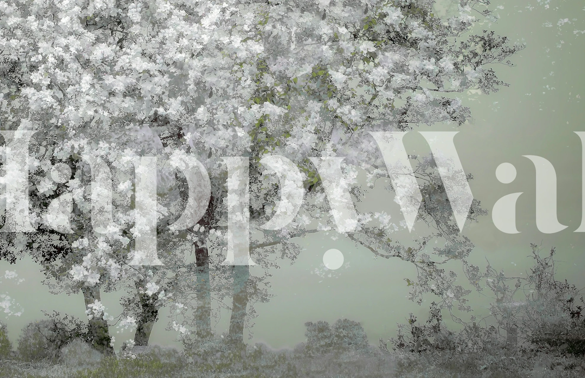 Spring wallpaper with blooming trees