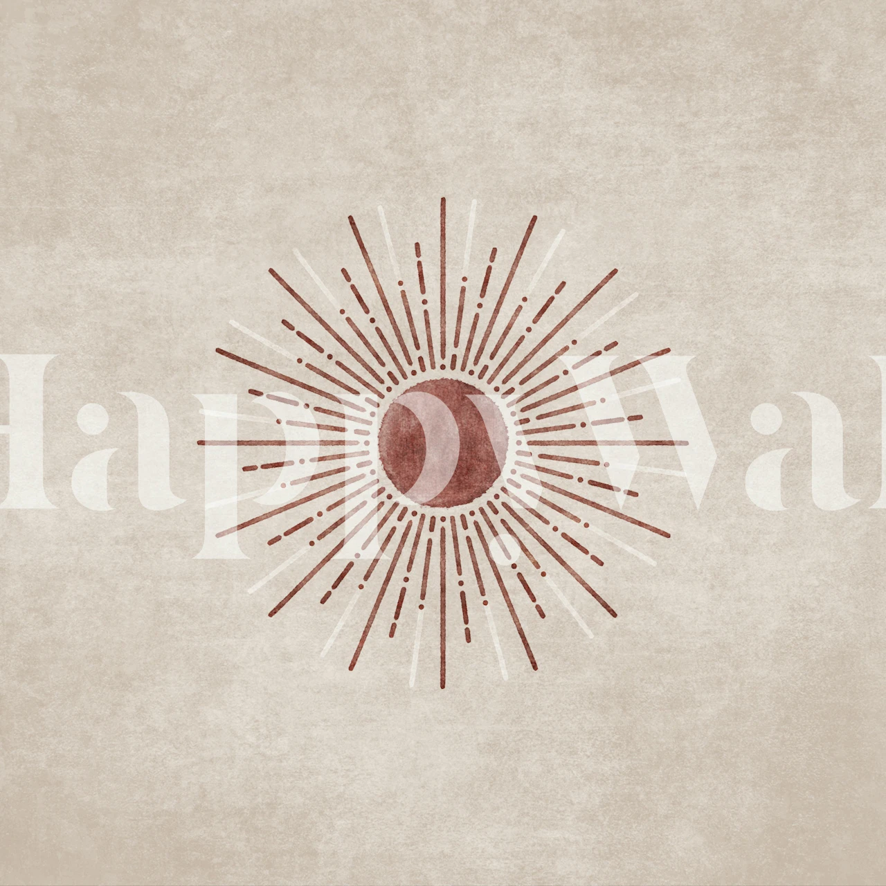 Sunburst pattern in earthy colors on textured wallpaper