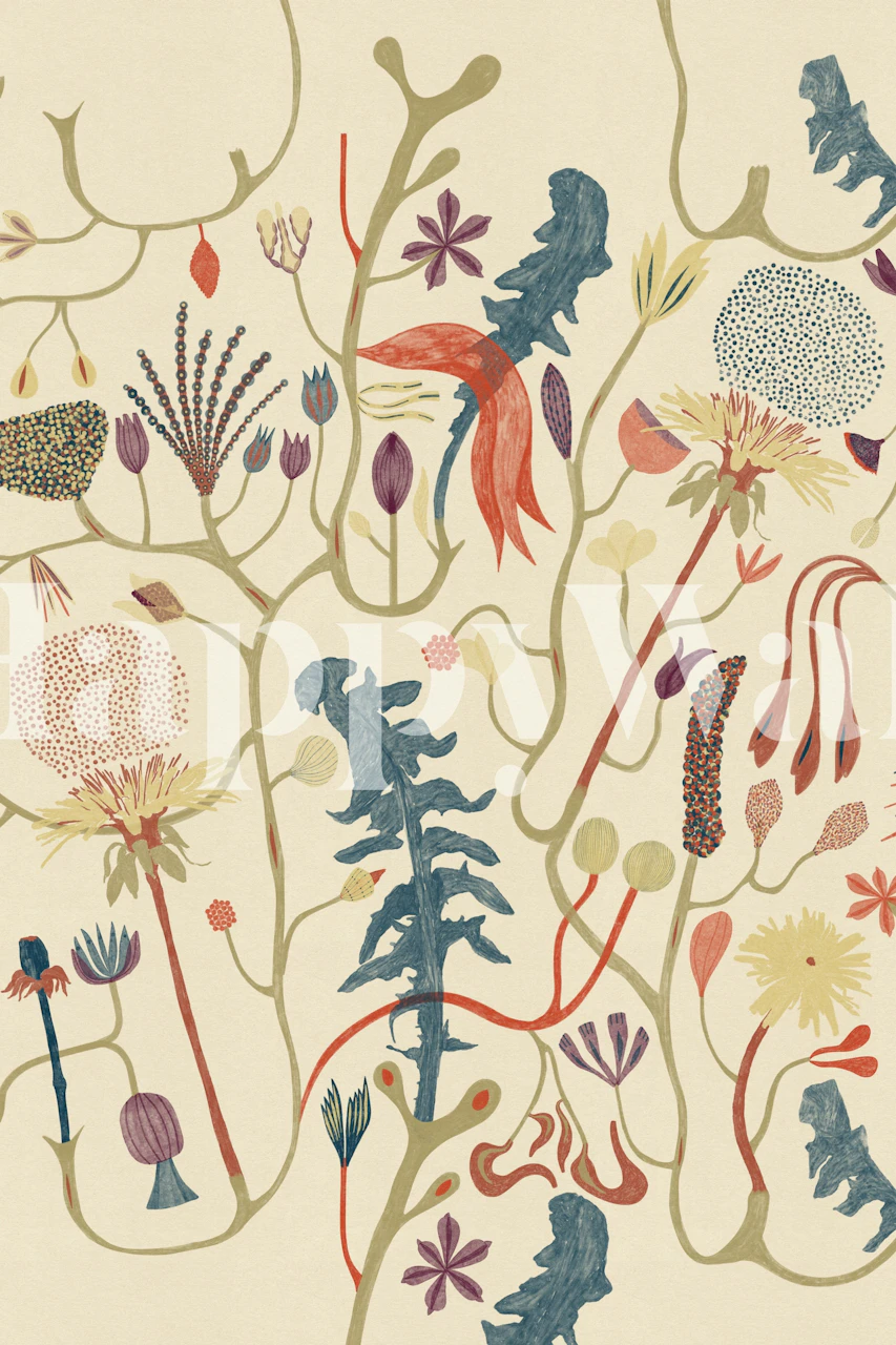 Floral patterned wallpaper design in a room