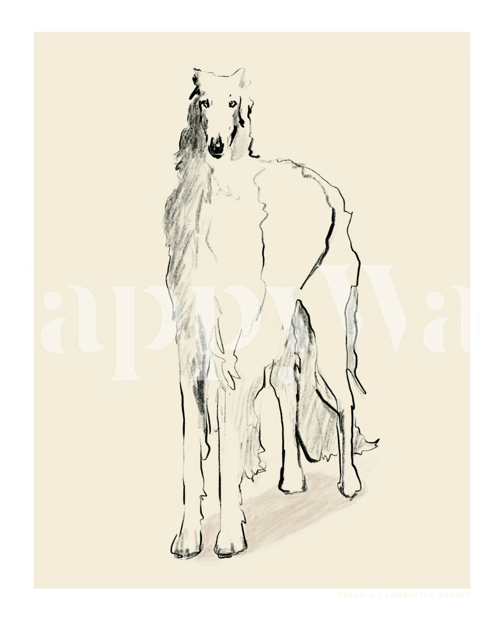 Borzoi dog illustration on a beige background wallpaper