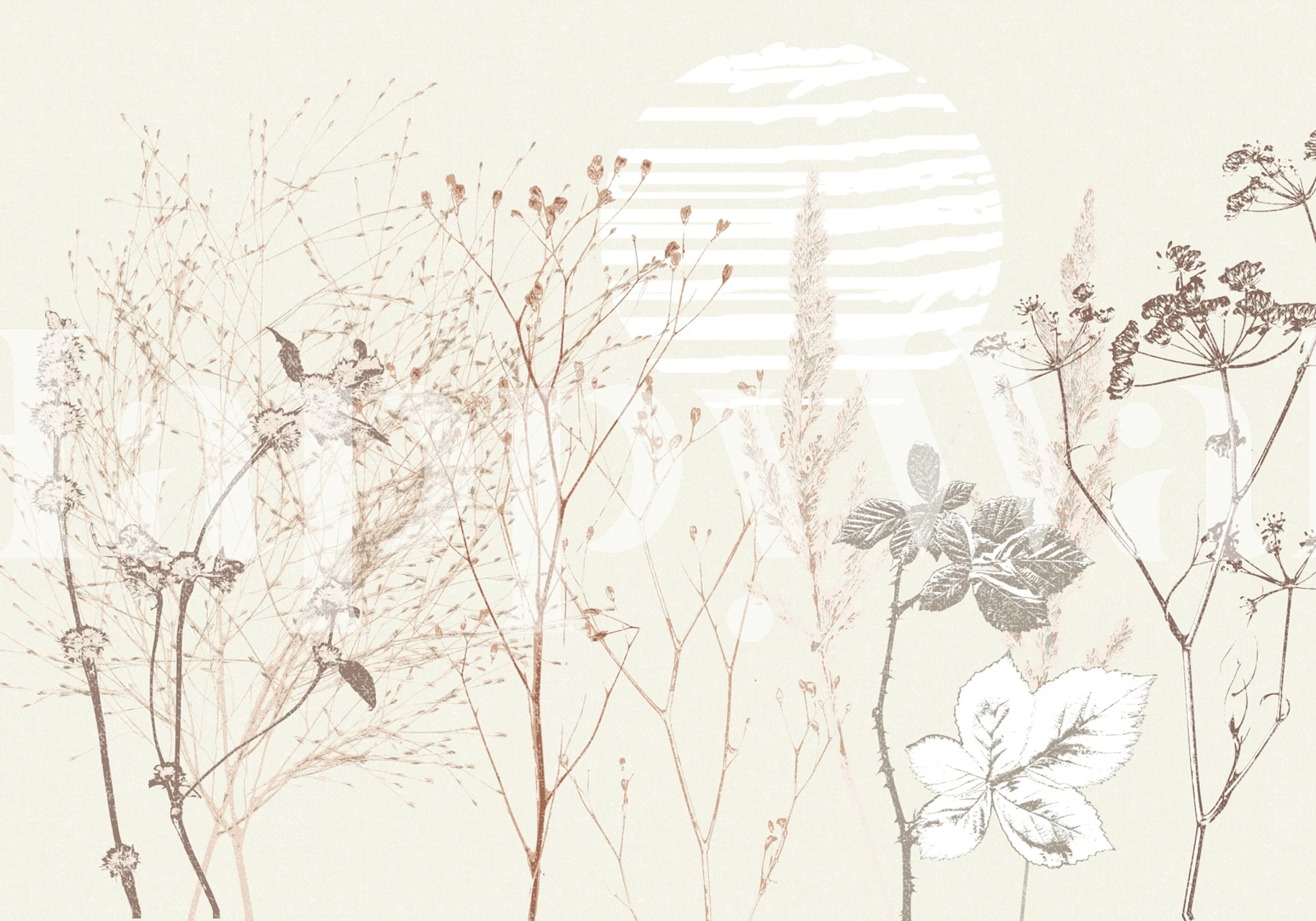 Plant based wallpaper with earthy tones