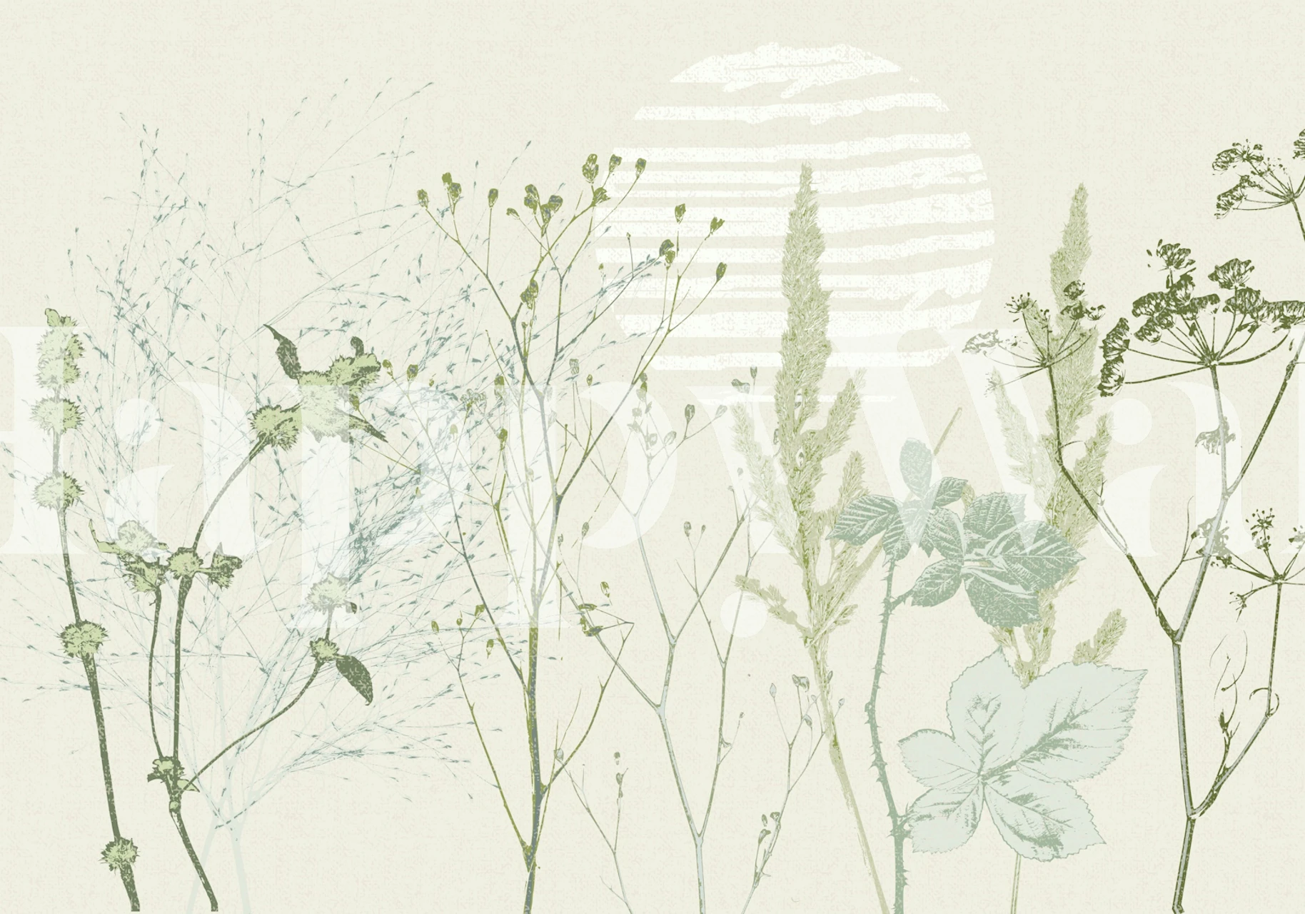 Botanical meadow wallpaper in a calm room