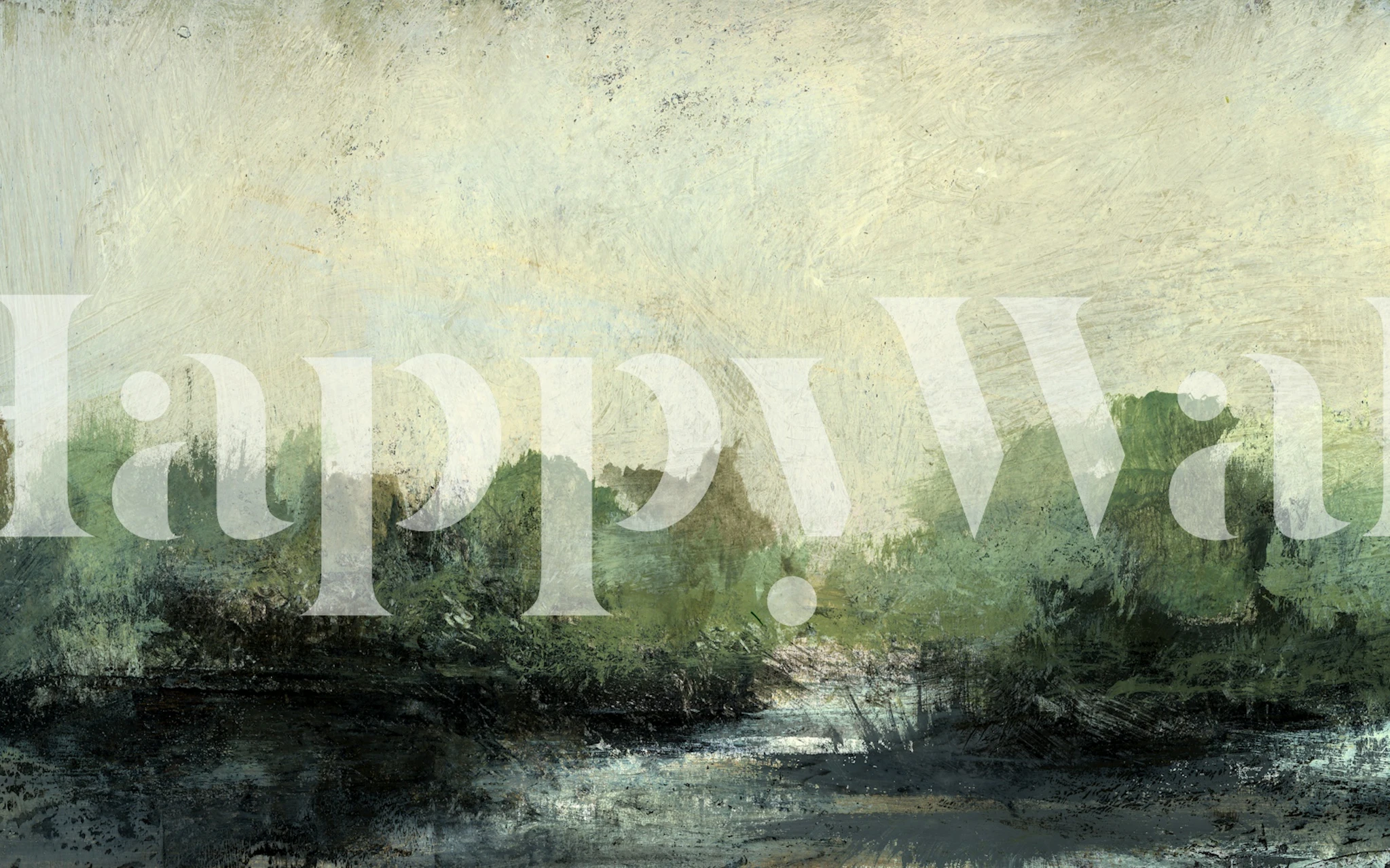 Abstract green and gray forest landscape wallpaper