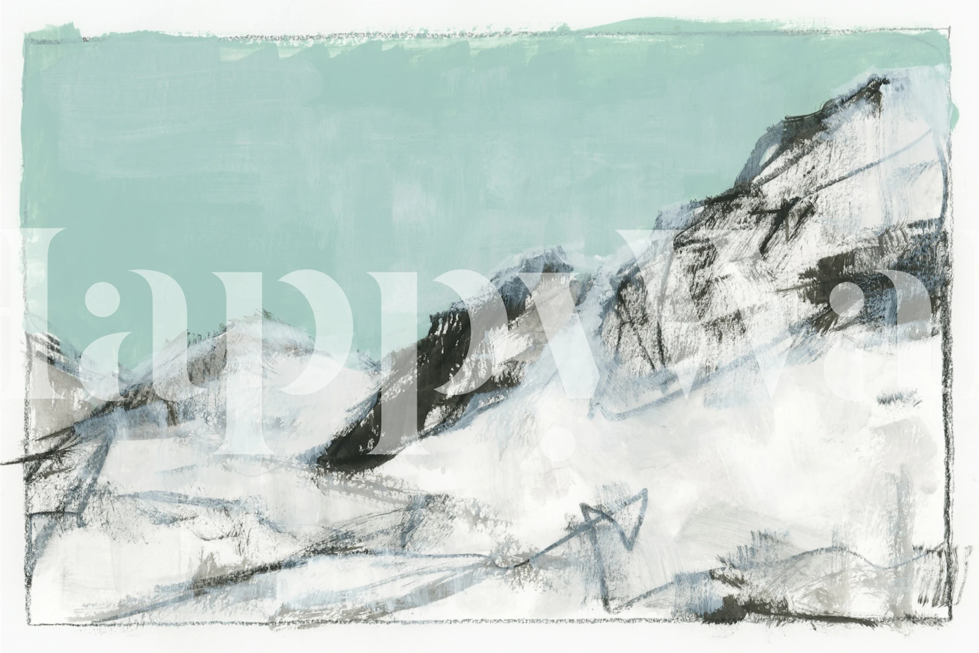 White Mountains Print No1 Tapete in einem Raum