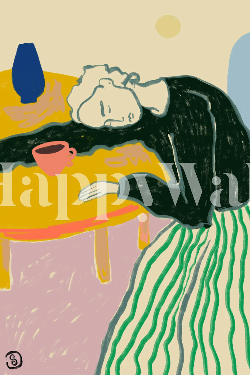 Motherhood wallpaper in a cozy living area