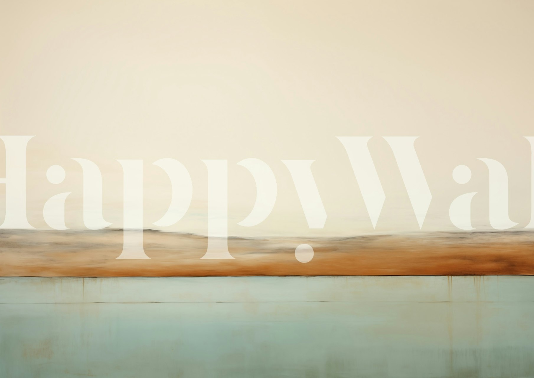 Abstract desert landscape in earthy tones - beige and teal wallpaper