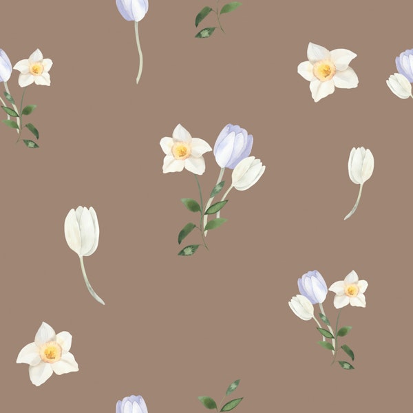 Narcissus & Tulip Pattern on Mocca Mousse