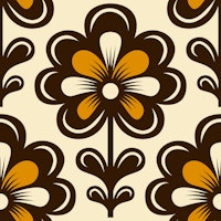 Retro Floral Blossom Yellow Brown ταπετσαρία