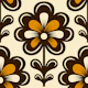 Retro Floral Blossom Yellow Brown