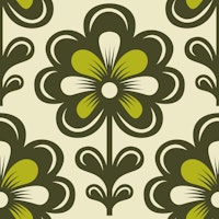Green Retro Daisies Blossoms Beauty ταπετσαρία