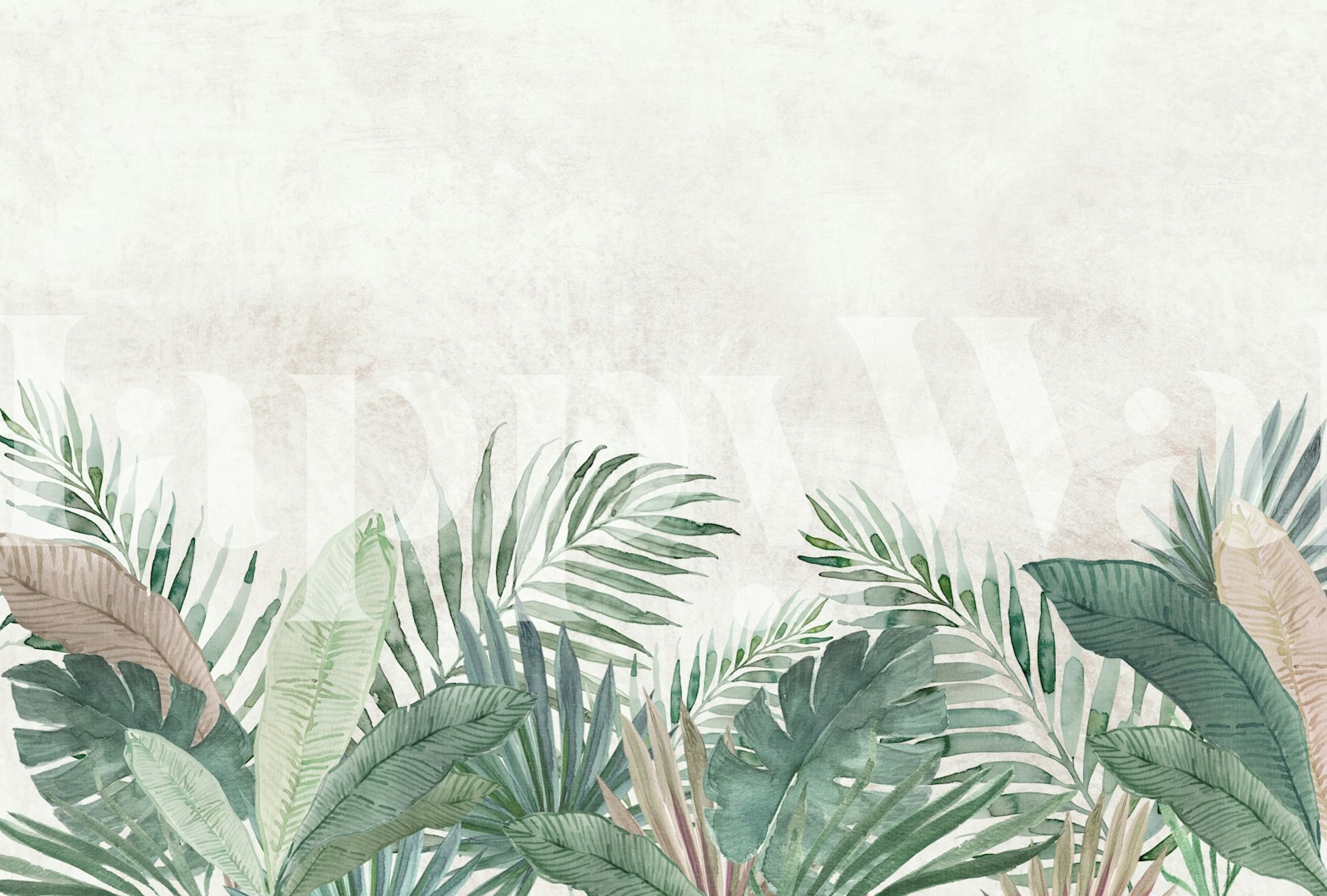 Tropical watercolour leaves wallpaper v místnosti