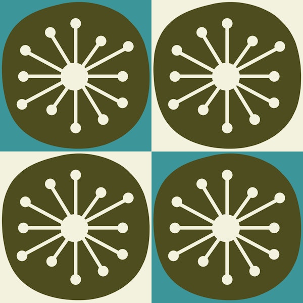 Mid Century Modern Atomic Dots Checkered