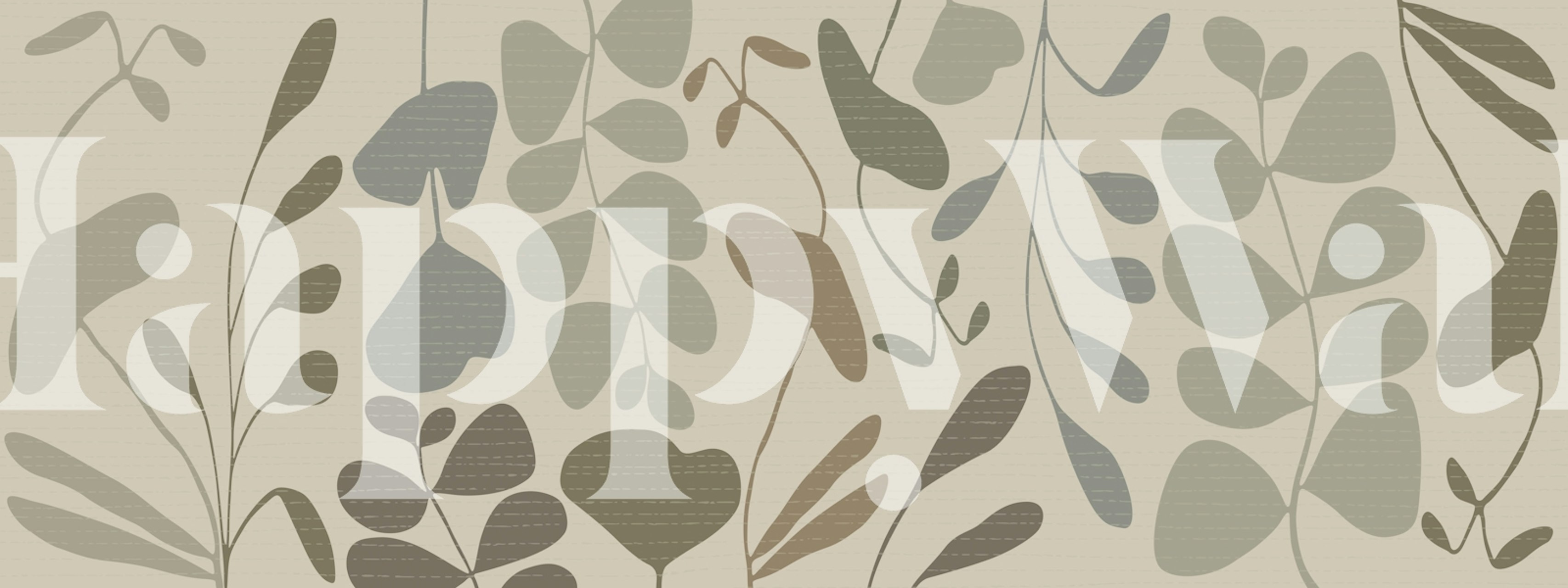 Muted sage leaves pattern in soft greens and browns wallpaper
