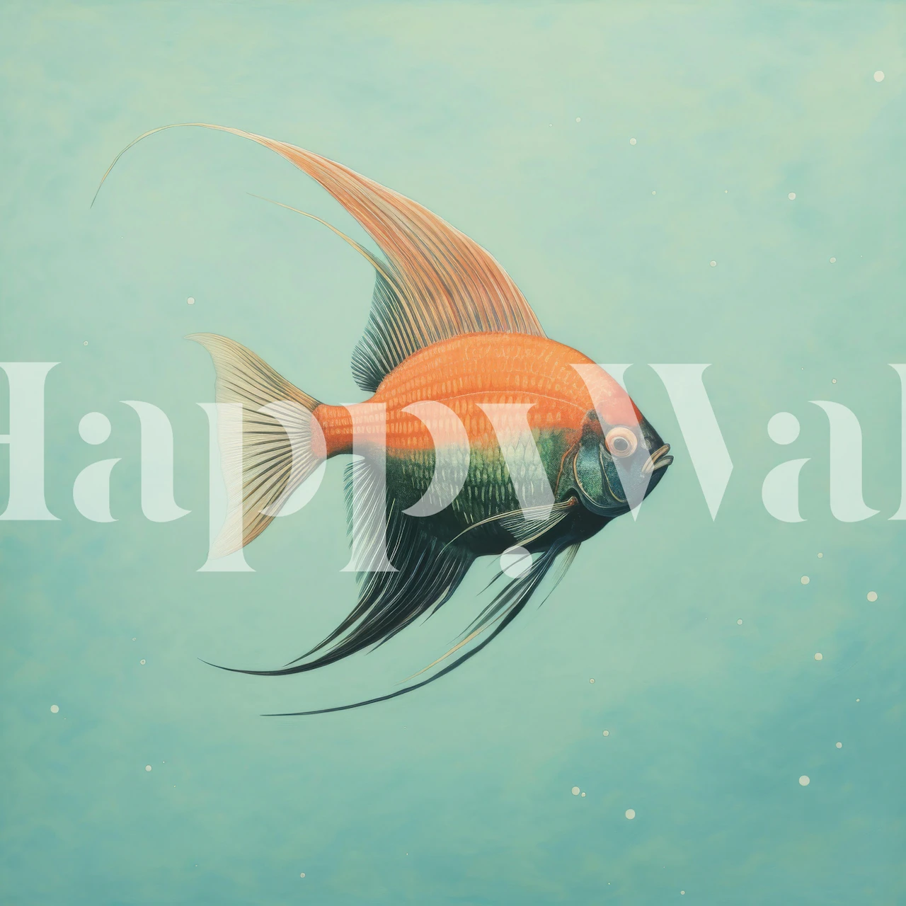 Minimal Angelfish behang in een kamer