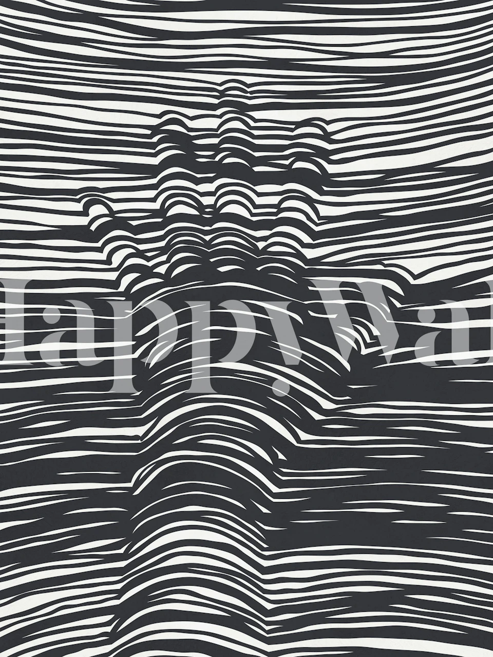 Abstract hand illustration with black and white wavy lines wallpaper
