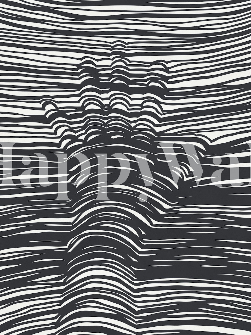 Abstract hand illustration with black and white wavy lines wallpaper