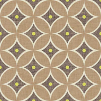Retro brown Circles on Beige Linen tapete