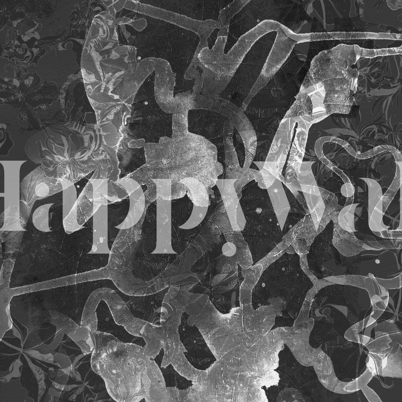 Silver Floral Silhouettes wallpaper in a room