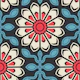 Colorful Floral Symmetry in Blue Red - L