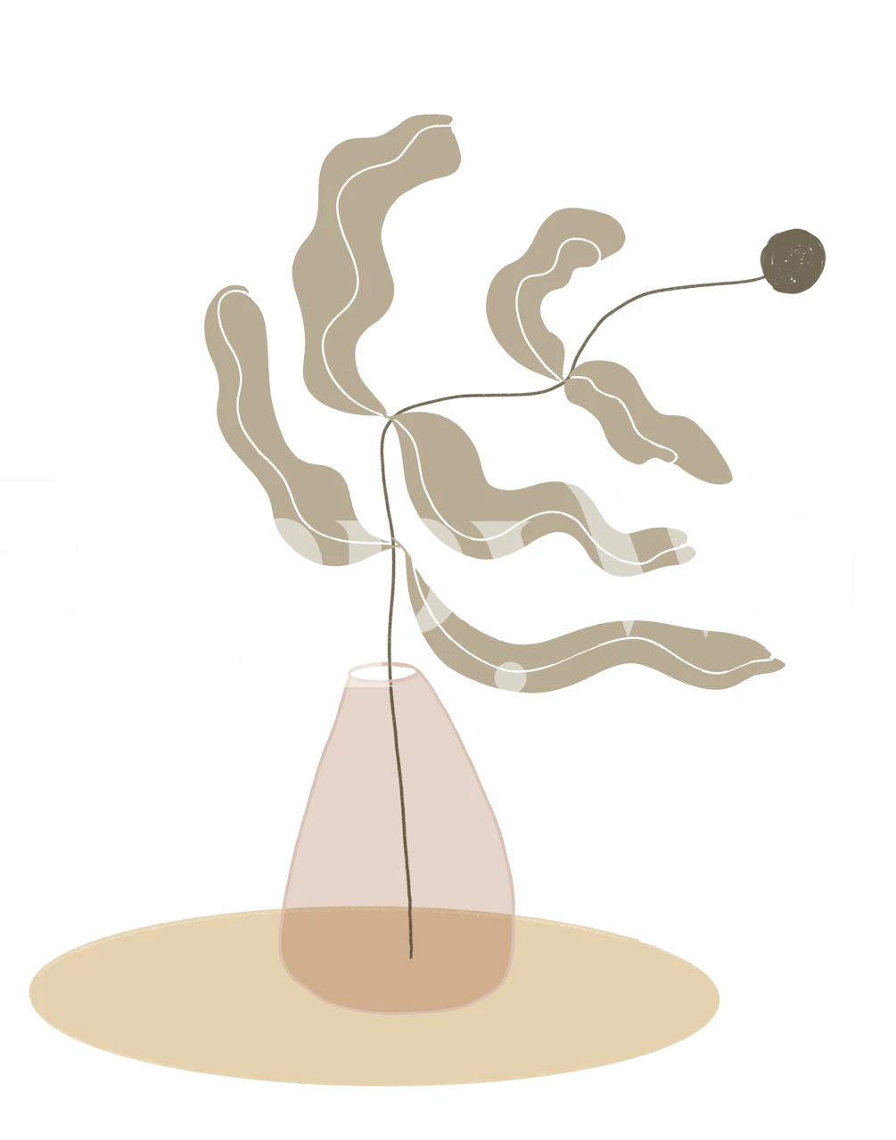 Wavy Ikebana wallpaper in a room