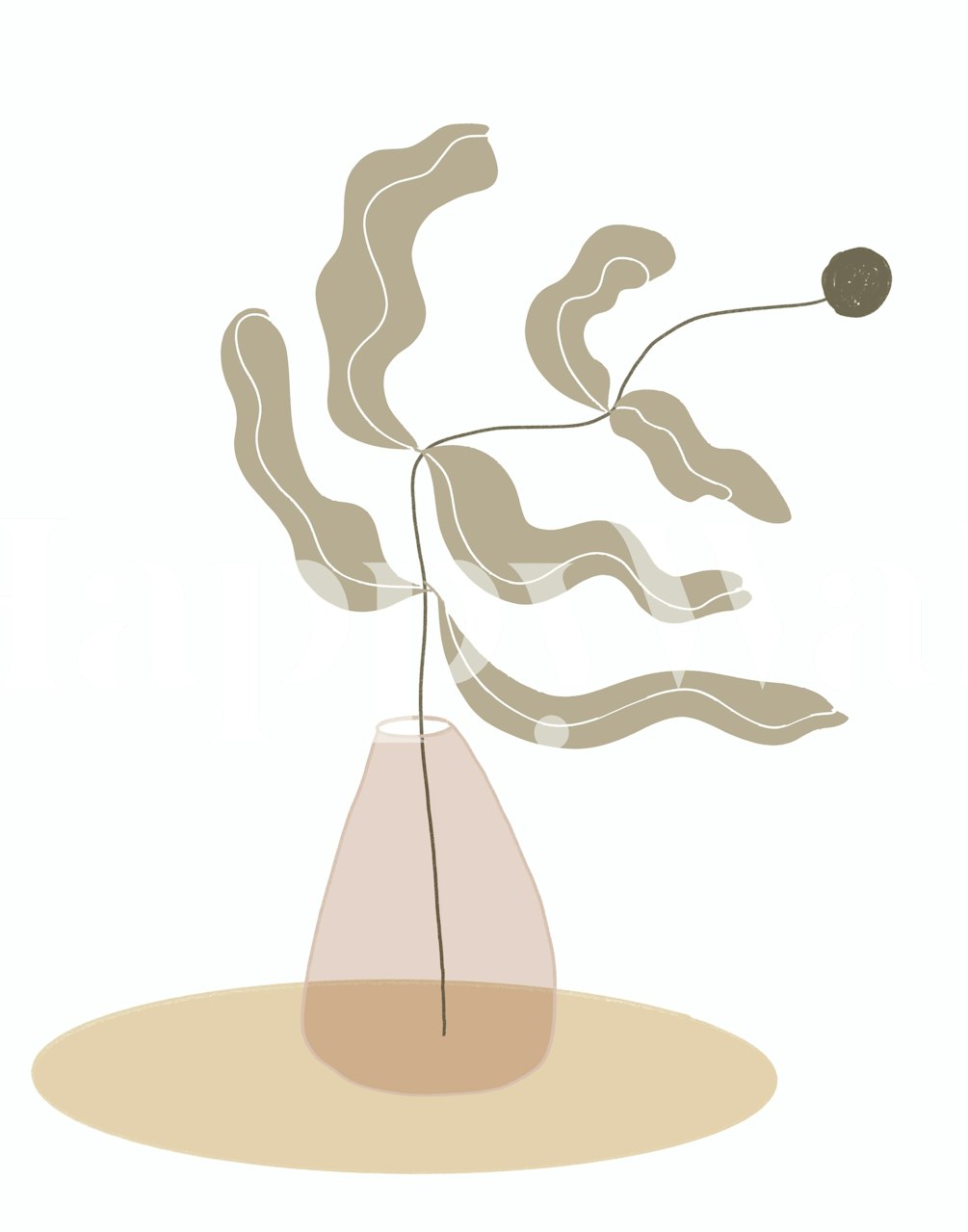 Wavy Ikebana wallpaper in a room