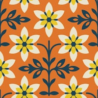 Radiant Vintage Flower Vibes in Orange - S tapete