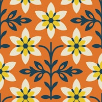 Radiant Vintage Flower Vibes in Orange - L tapete