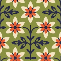 Radiant Vintage Flower Vibes in Green - S tapete