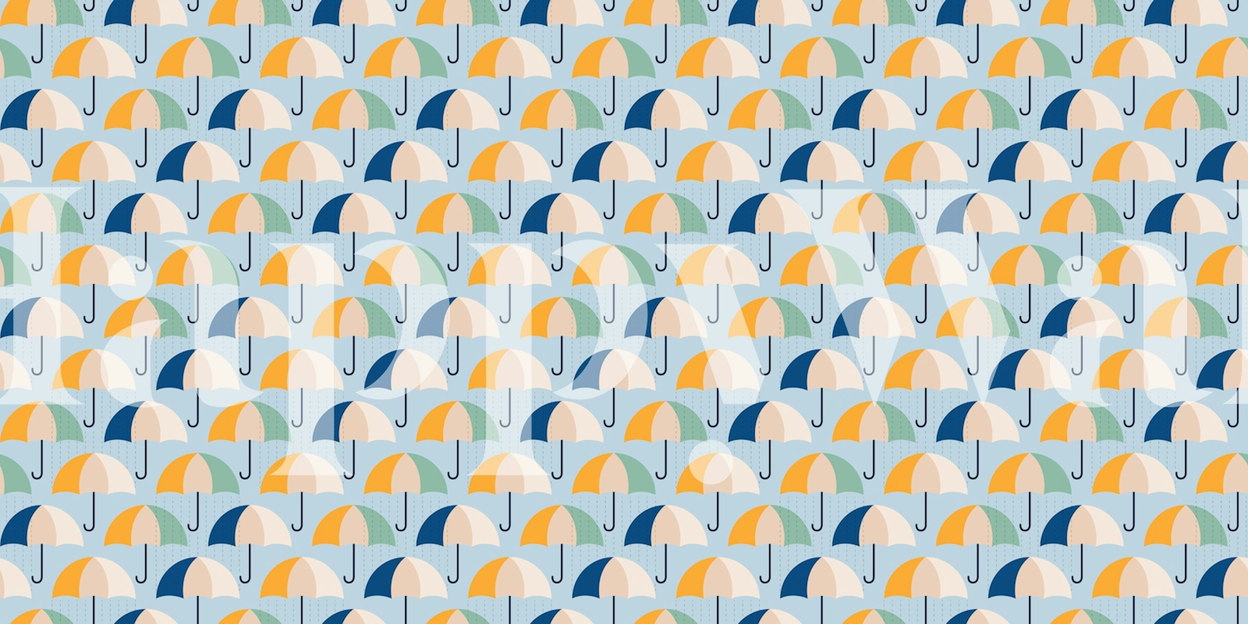 Tapete mit bunten Regenschirmen in einem Raum