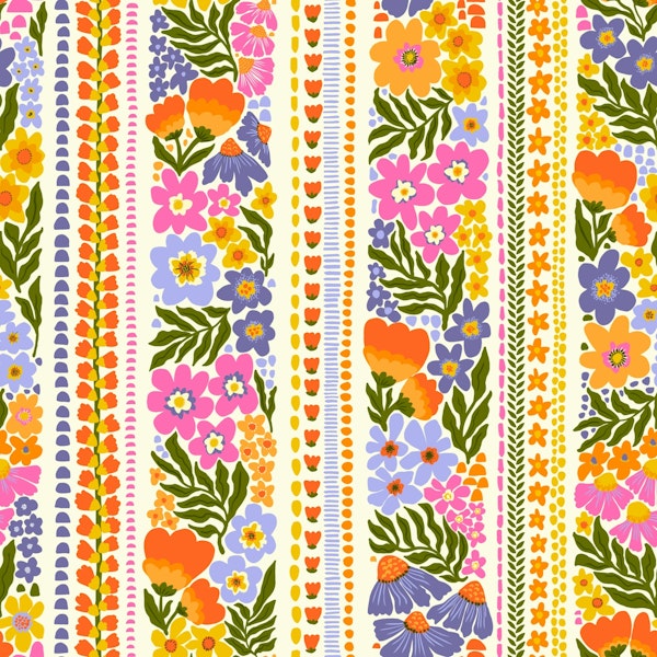 Folk Art Floral Stripes - Light