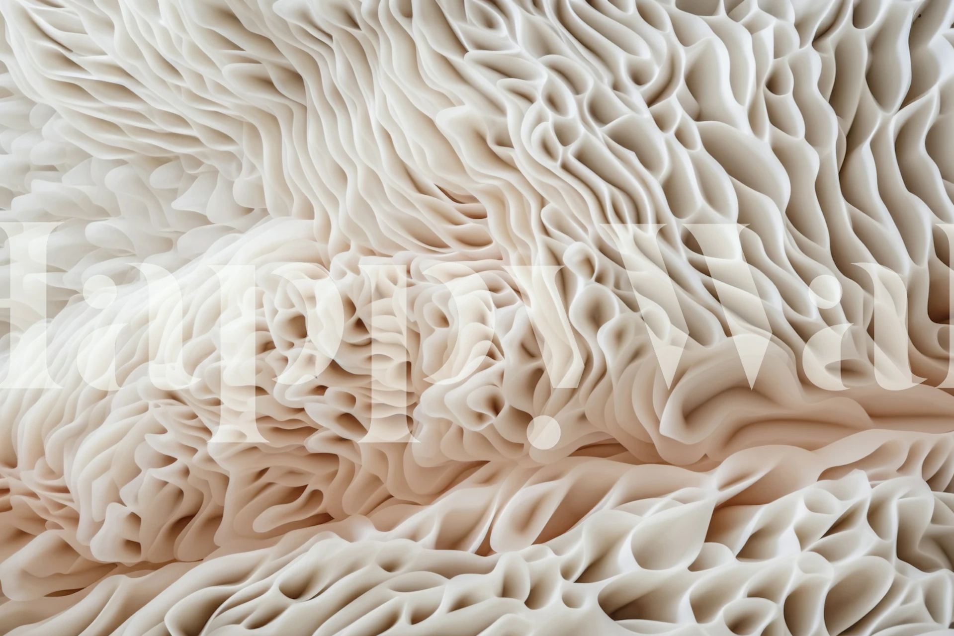 Ivory Flow Intricate Organic Coral Texture behang in een kamer