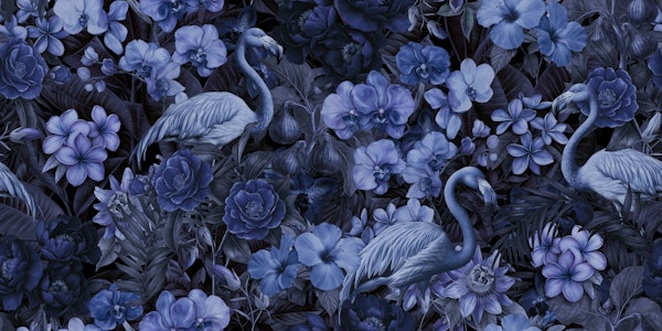 Flamingo Floral Tropical Midnight Dreamscape
