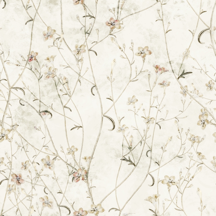 Delicate Floral Wallpaper in Soft Cream