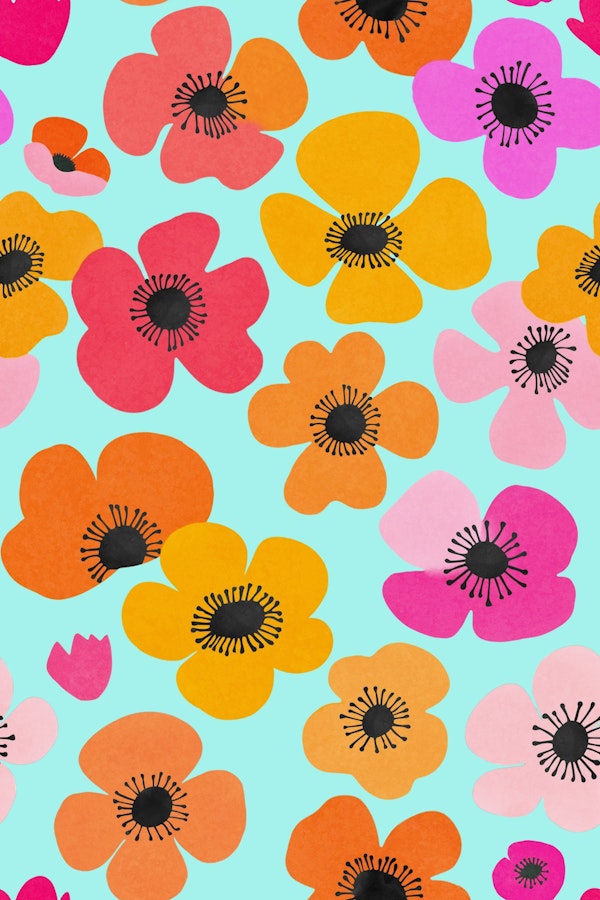 Sunny Retro Blooms Tapestry