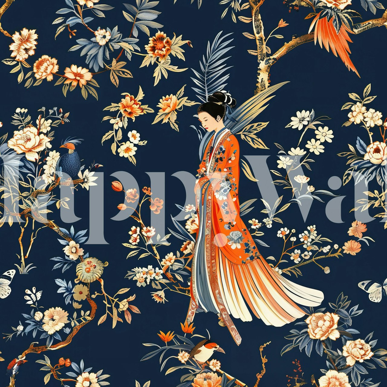 Chinese Garden Elegance wallpaper in a room