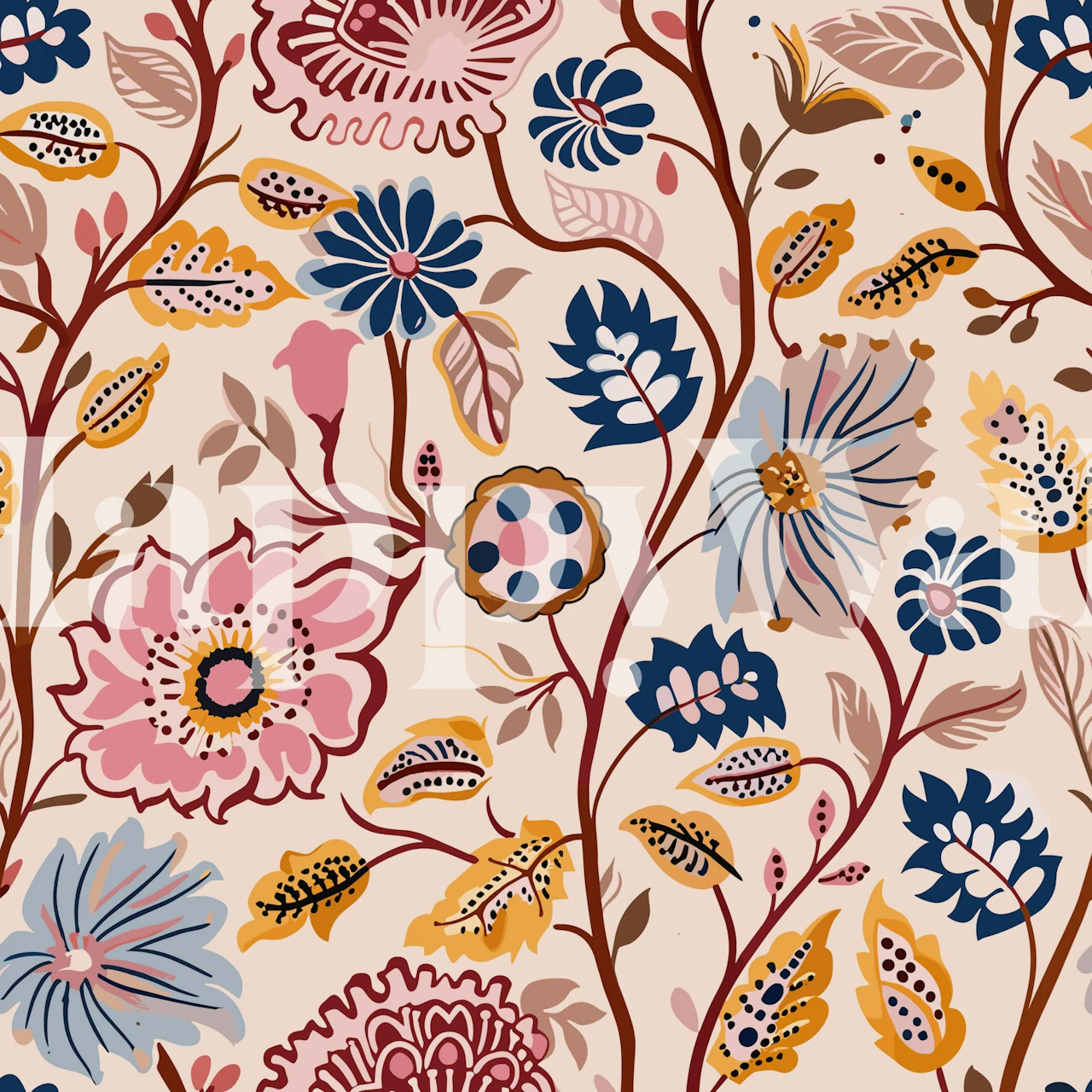 Indian Ornamental Bloom wallpaper design