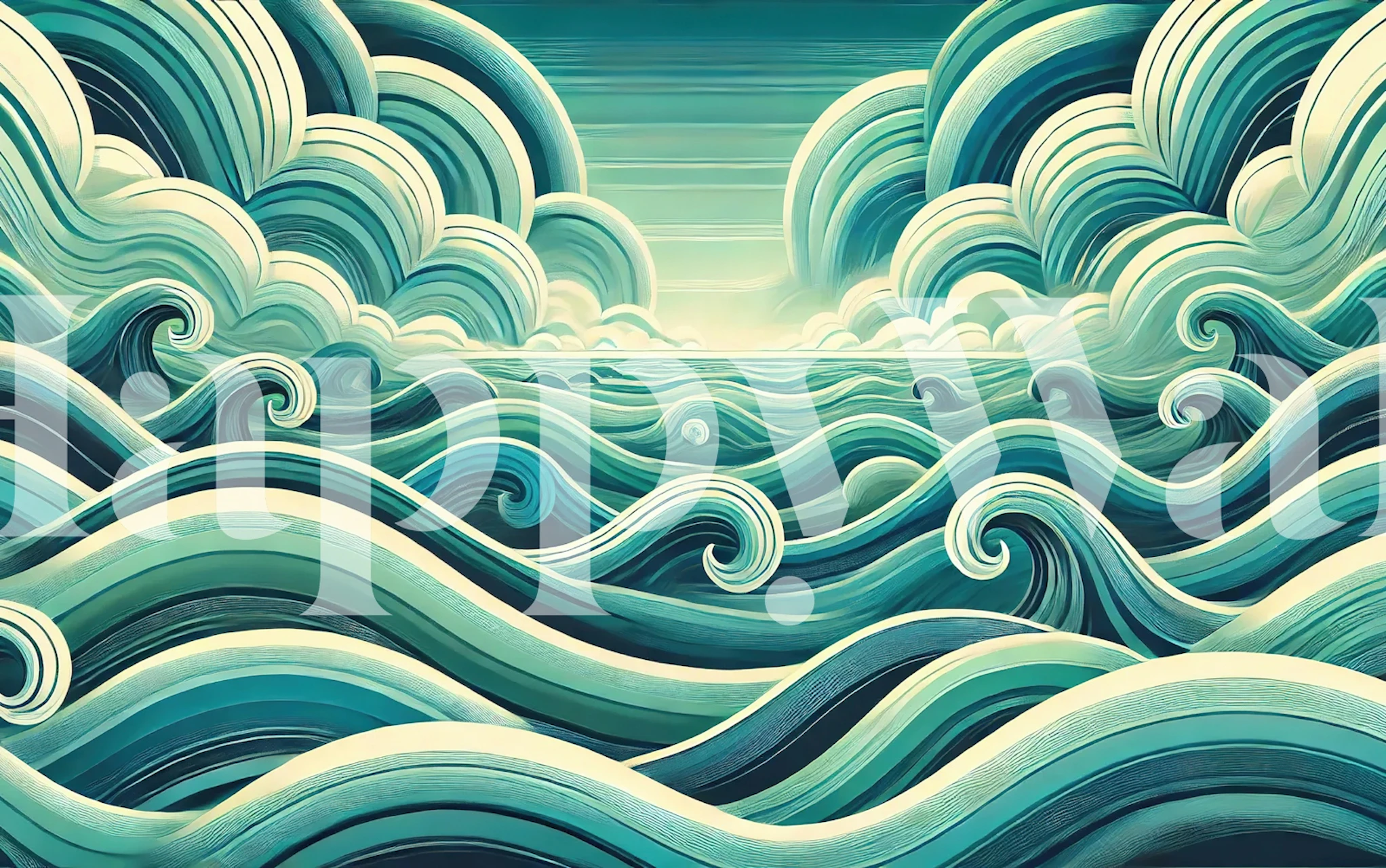 Celestial Tides tapetdesign i et rom