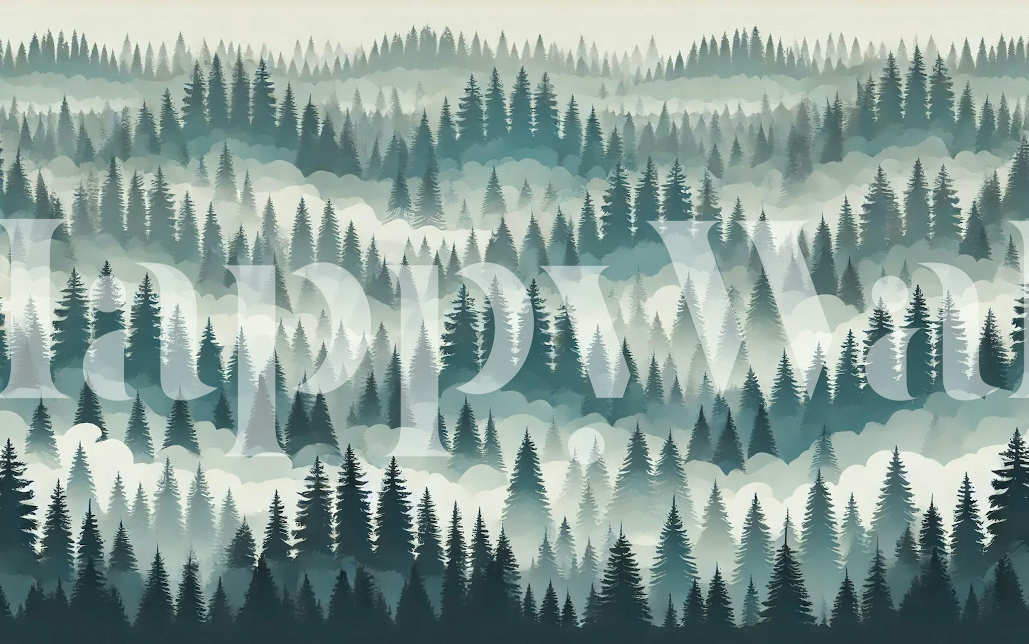 Foggy Woodland Escape tapet i et rom