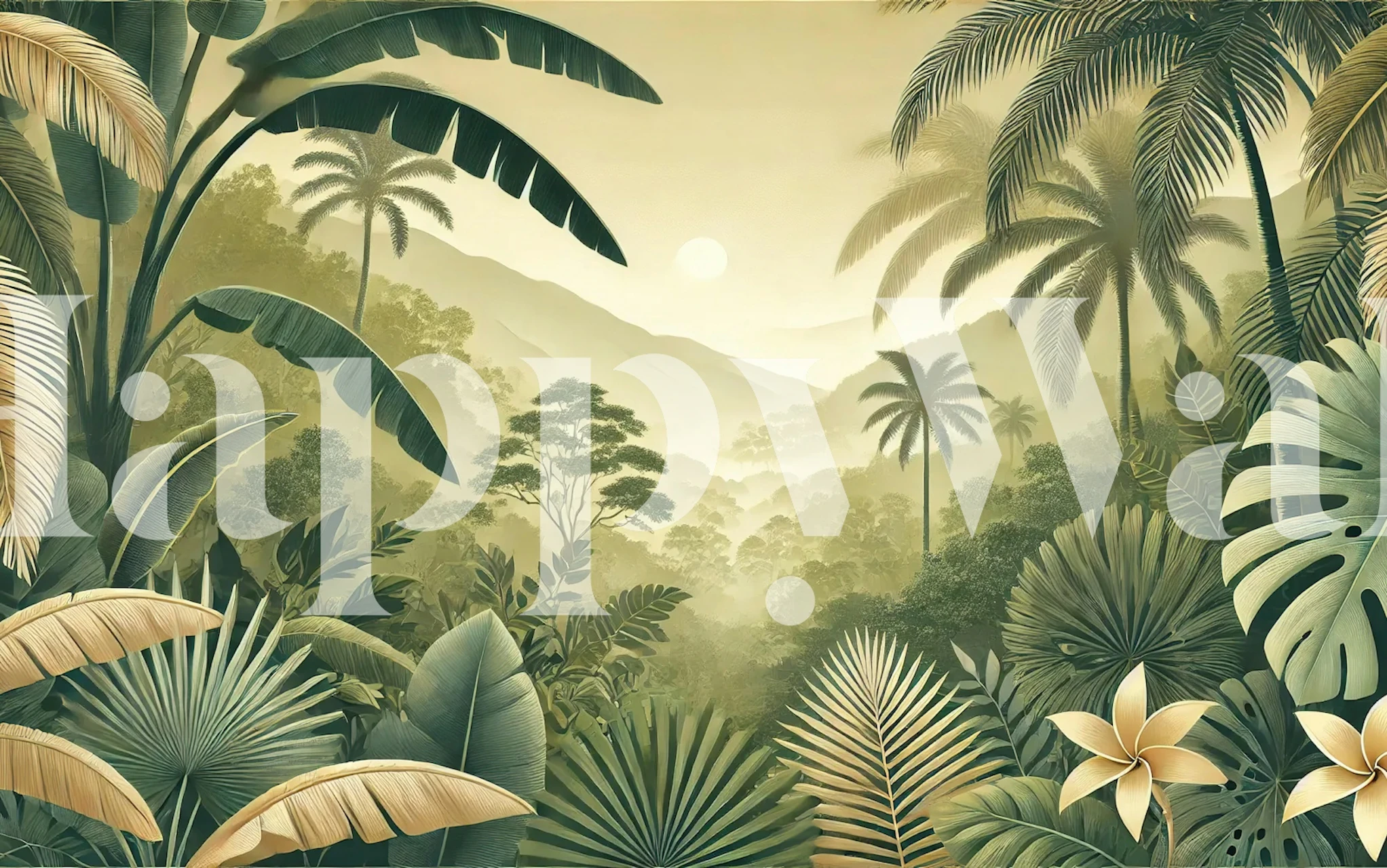 Tapeta Serene Palm Paradise v místnosti