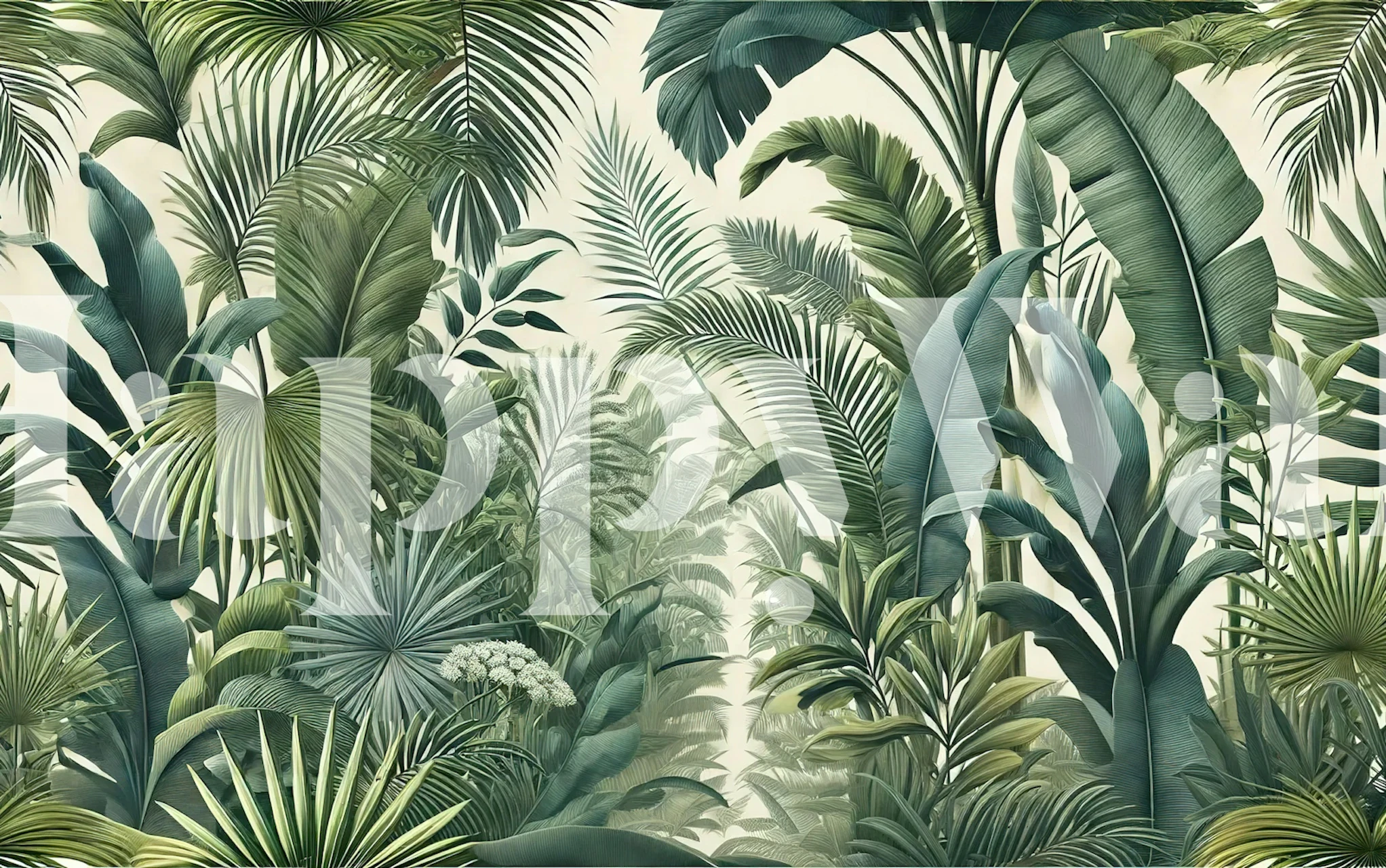 Papel pintado Exotic Leafy Paradise en una habitación