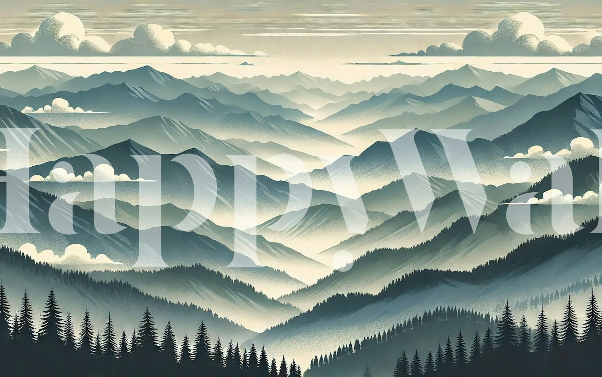 Peaceful Mountain Horizon wallpaper in a room