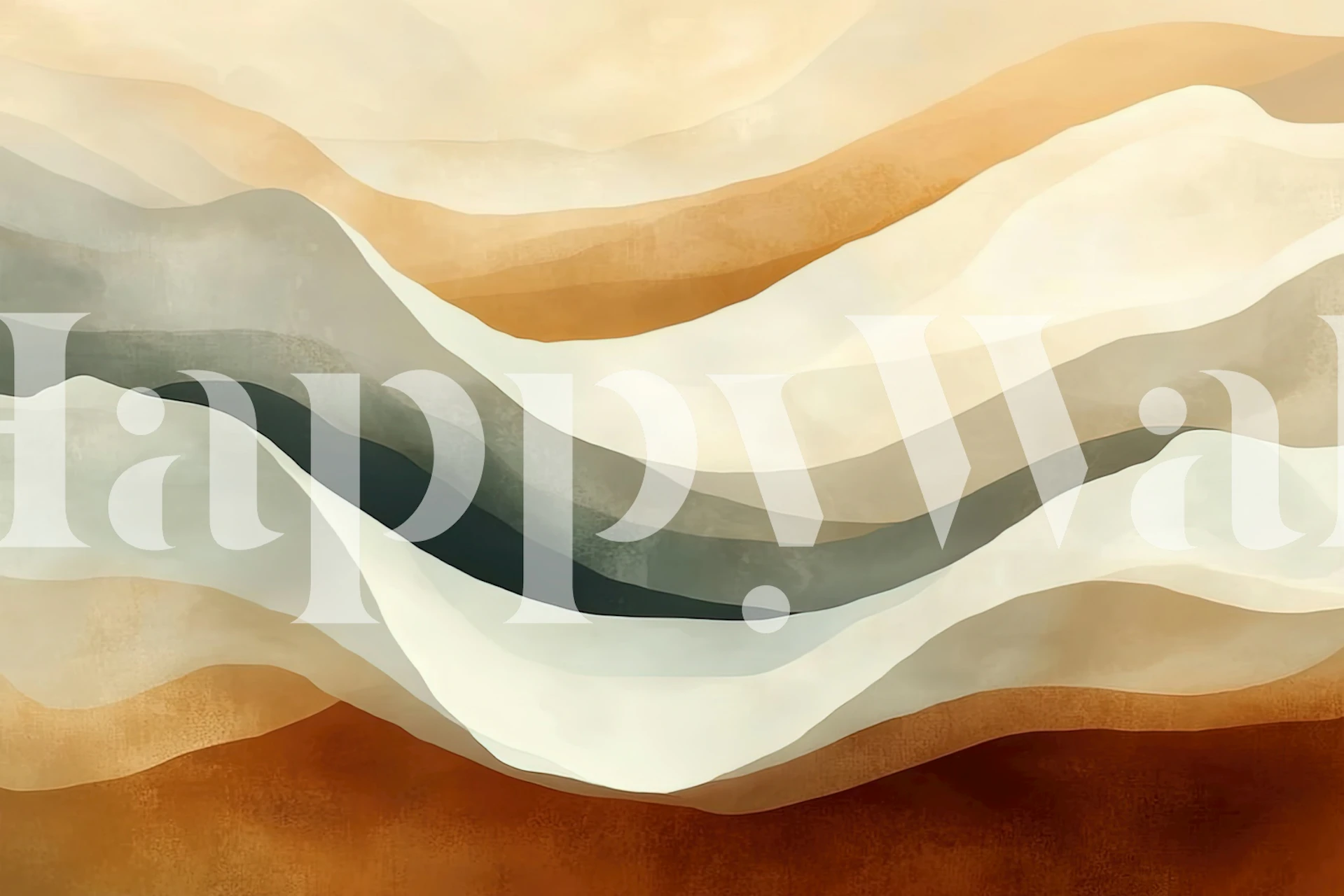 Neutral Abstract Waves wallpaper in a room