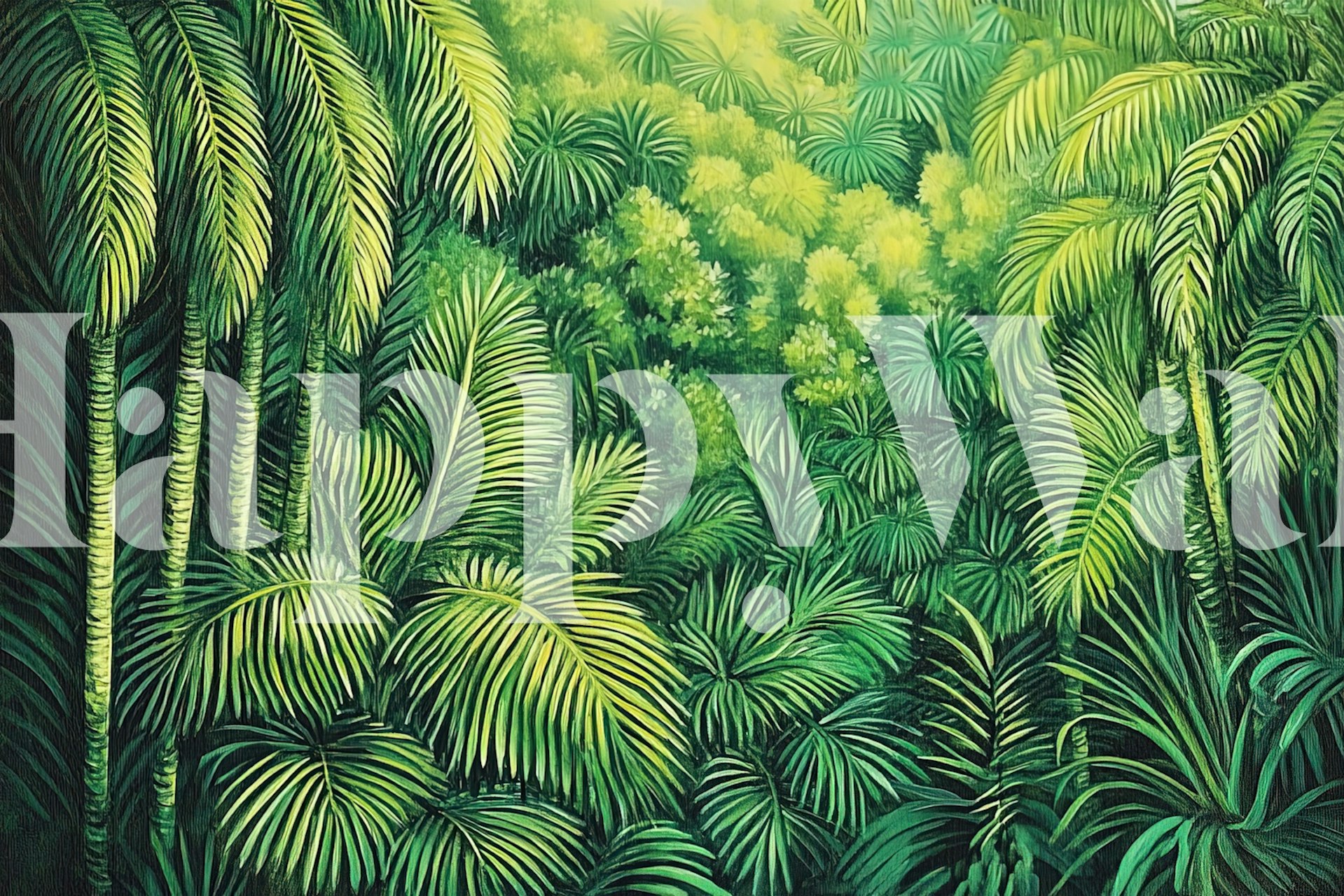 Greeny Jungle wallpaper in a room
