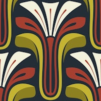 Stylish Vintage Bloom in Red Green - S behang